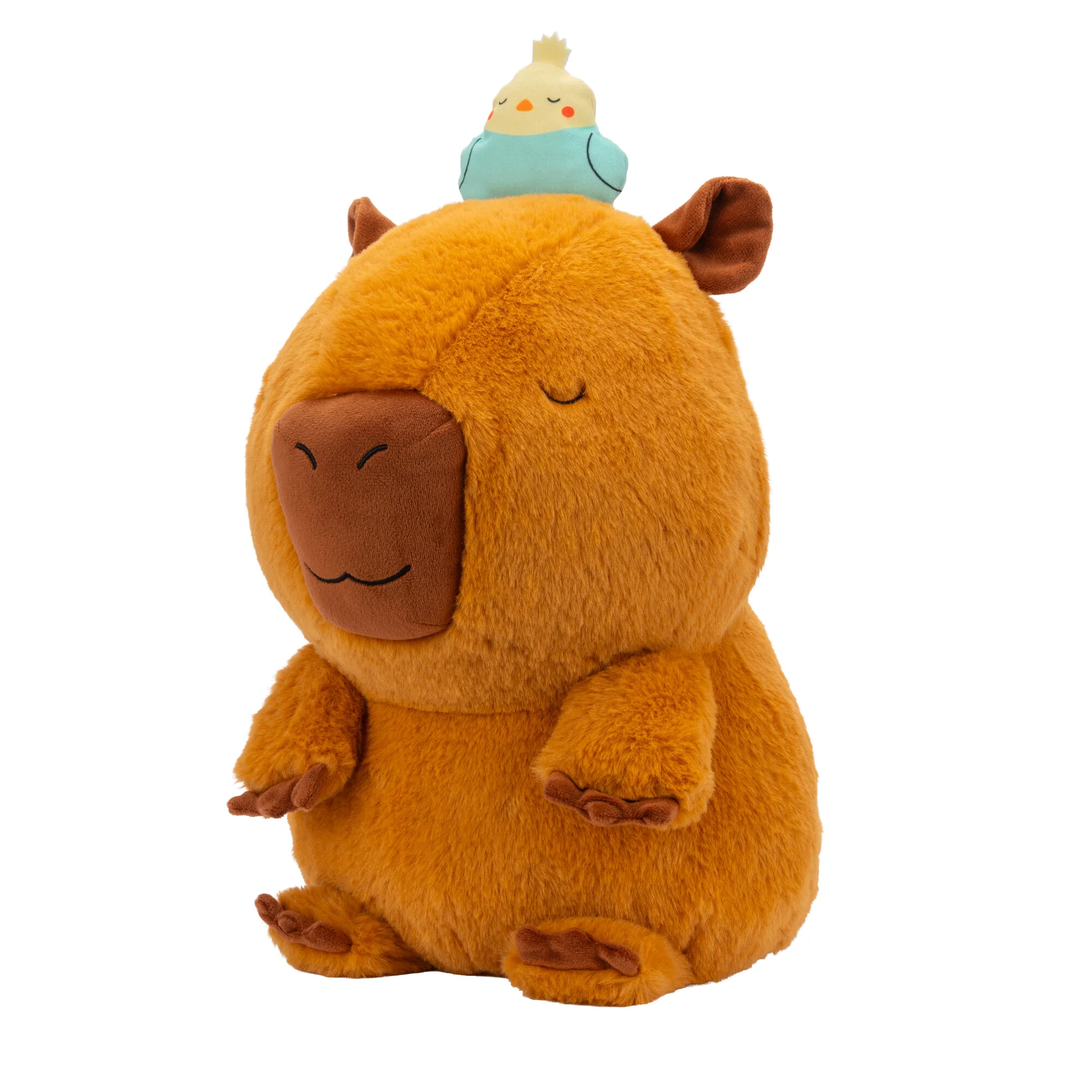 Russ 14-Inch Sleepy Capybara with Bird Plush - Image 2