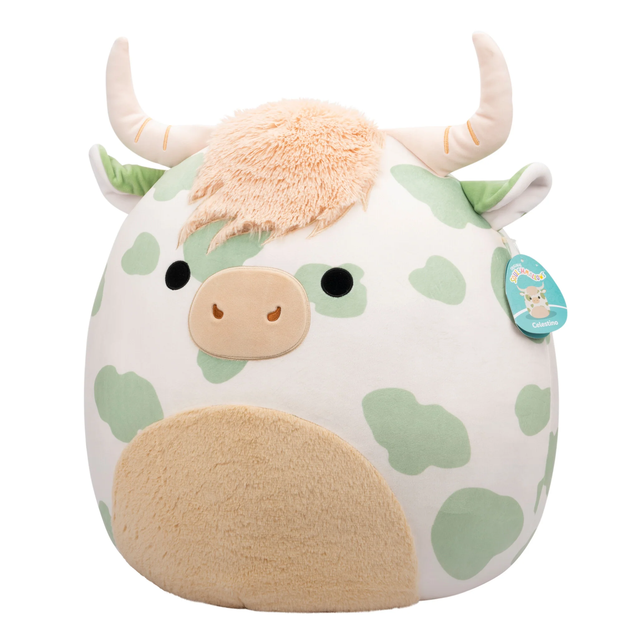 20-Inch Celestino the Sage Green Spotted Highland Cow - Image 2