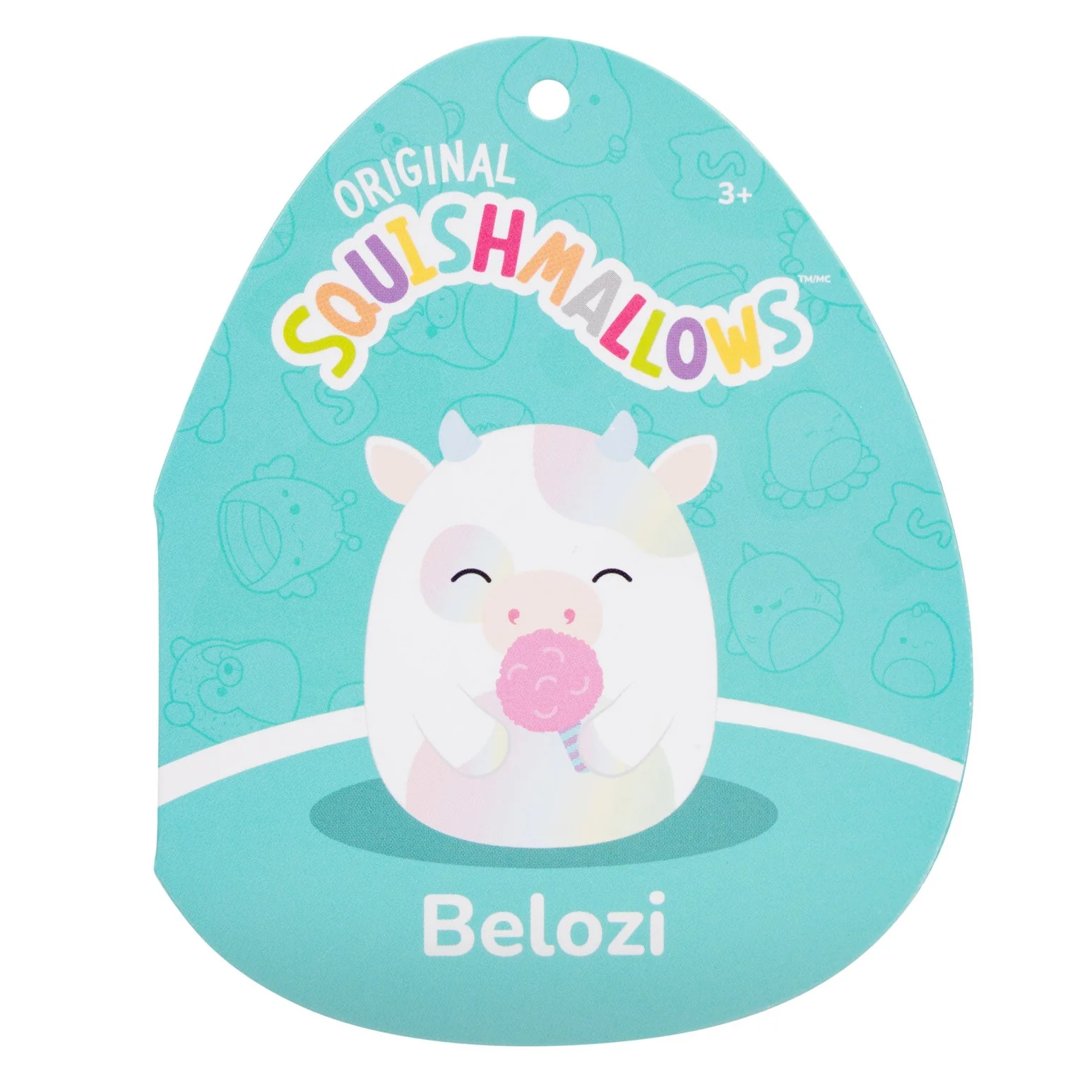 5-Inch Belozi the White And Rainbow Tie-Dye Cow Holding Cotton Candy - Image 5